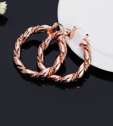 Gold Plated Sterling Silver Hoop Earrings - 925 Sterling Silver Round