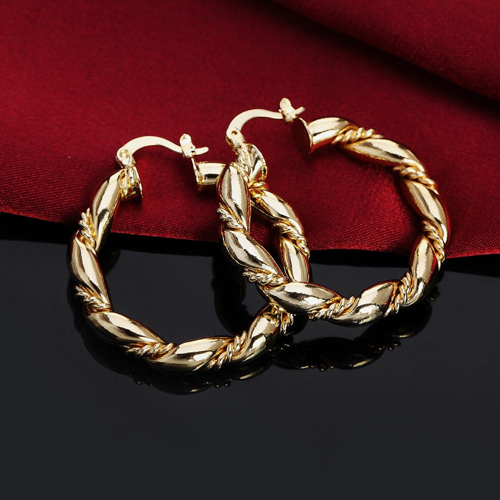 Gold Plated Sterling Silver Hoop Earrings - 925 Sterling Silver Round