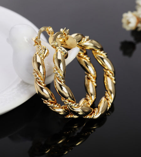 Gold Plated Sterling Silver Hoop Earrings - 925 Sterling Silver Round