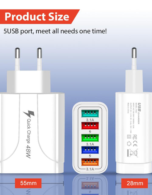 Load image into Gallery viewer, 2 Pack of 5 Port Wall Charger Charge 5 Devices at Once!
