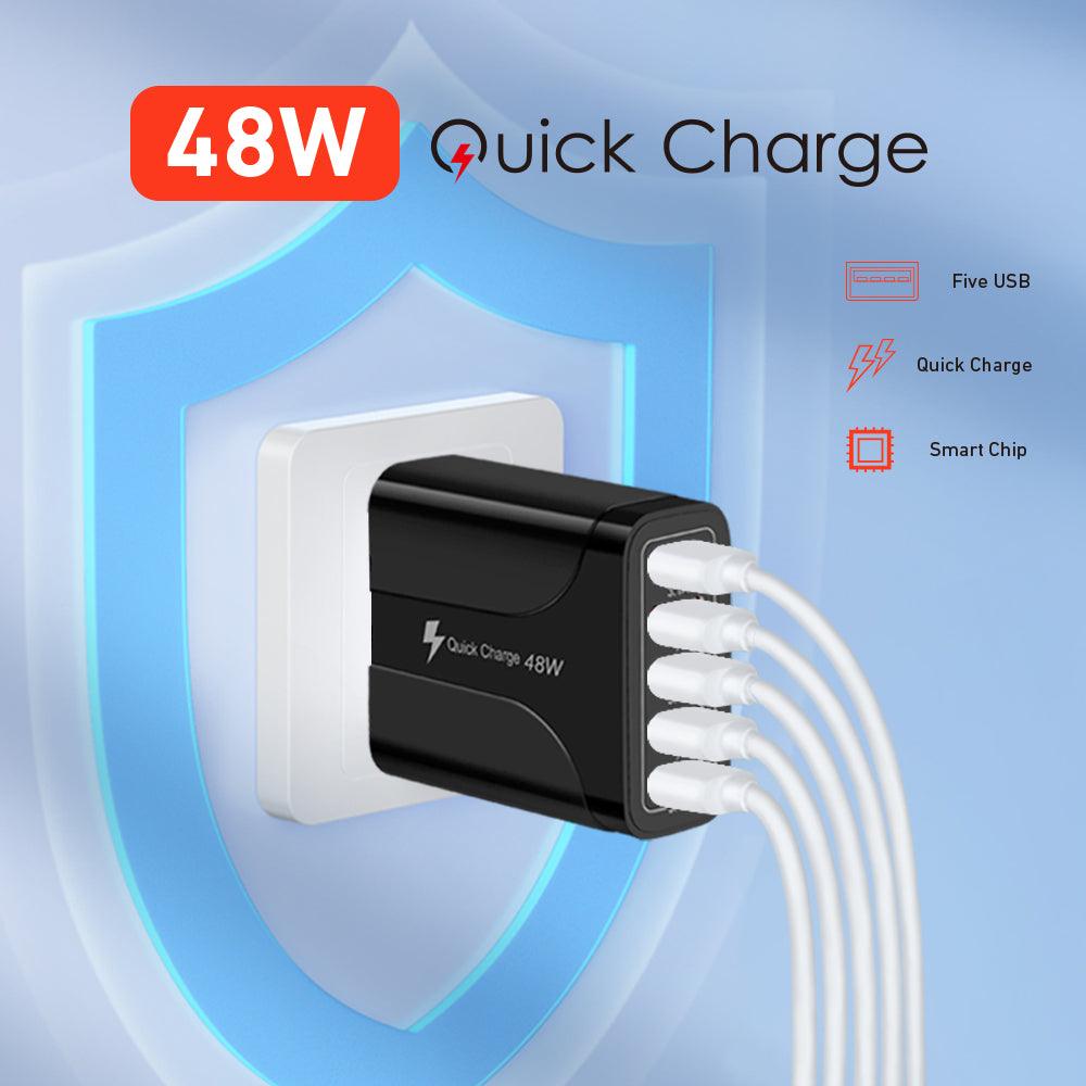 2 Pack of 5 Port Wall Charger Charge 5 Devices at Once!