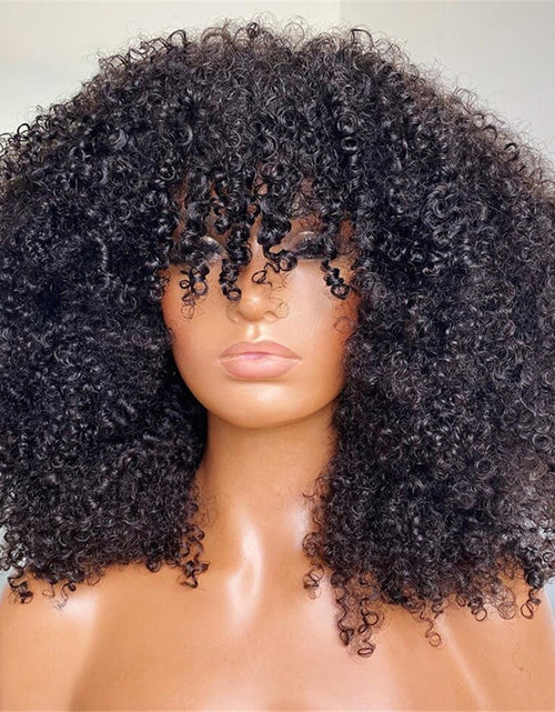 Load image into Gallery viewer, Afro Kinky Curly Hunan Hair Wigs With Bangs Full Machine Made Wig 250
