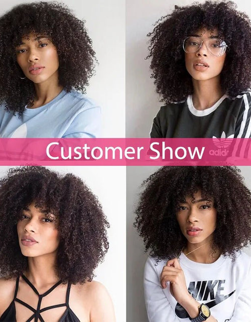 Load image into Gallery viewer, Afro Kinky Curly Hunan Hair Wigs With Bangs Full Machine Made Wig 250
