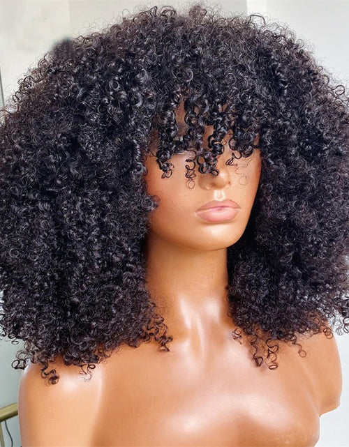 Load image into Gallery viewer, Afro Kinky Curly Hunan Hair Wigs With Bangs Full Machine Made Wig 250
