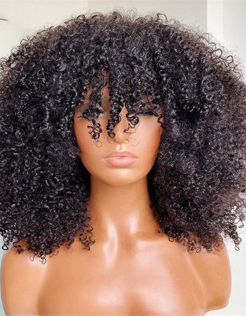 Load image into Gallery viewer, Afro Kinky Curly Hunan Hair Wigs With Bangs Full Machine Made Wig 250
