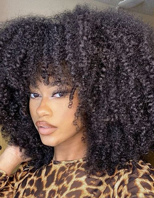 Load image into Gallery viewer, Afro Kinky Curly Hunan Hair Wigs With Bangs Full Machine Made Wig 250
