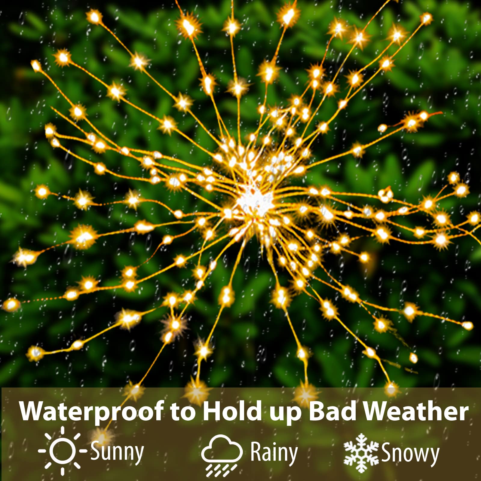 Allilit Led Solar Fireworks Lights Waterproof Outdoor Dandelion Flash