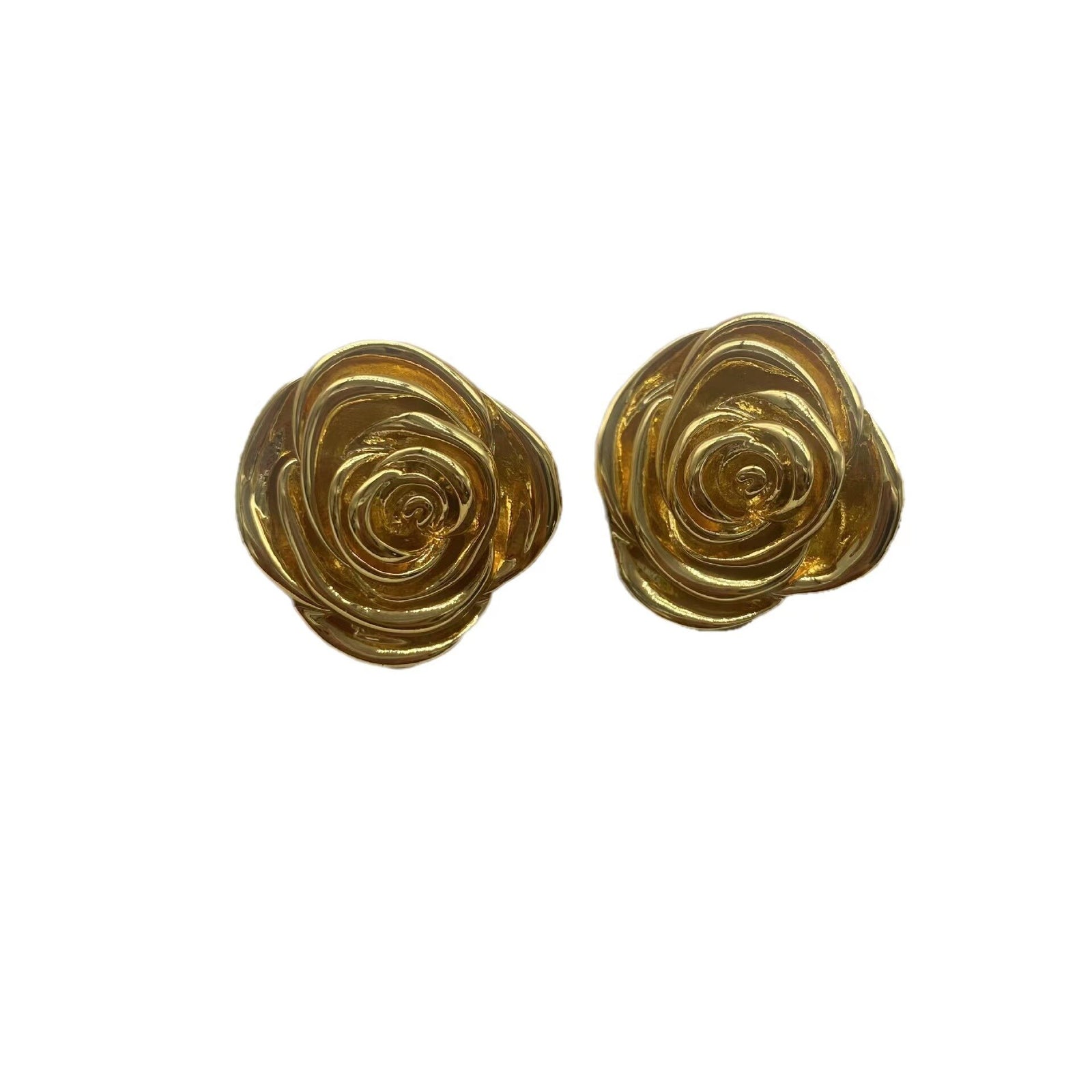 Ancient plain gold vintage early elegant earrings 18K gold