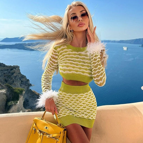 Load image into Gallery viewer, Long Sleeve O-Neck Auturn Bodycon Two Piece Sets Womens Outifits
