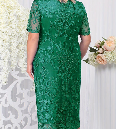 Autumn New Season Women's Dress Fashion Splice Embroidered Lace Slim