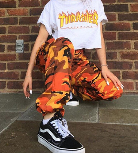 Autumn Winter Casual Camo Cargo Pants Women Joggers Baggy Trousers