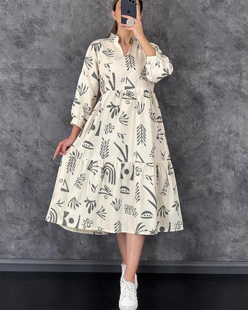 Load image into Gallery viewer, Autumn Women&#39;s Dress Fashionable and Sexy V neck Spliced Print 3/4
