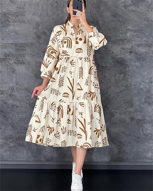 Load image into Gallery viewer, Autumn Women&#39;s Dress Fashionable and Sexy V neck Spliced Print 3/4
