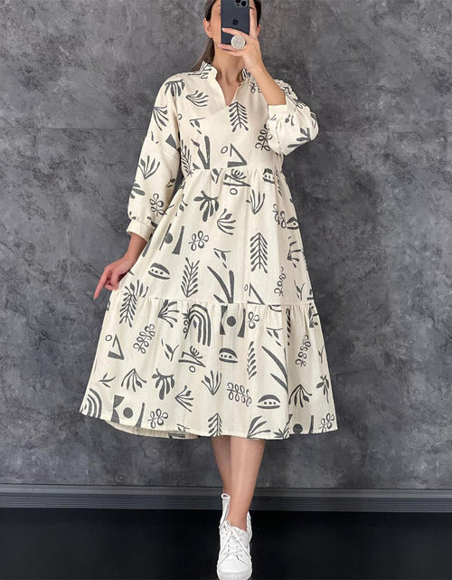 Load image into Gallery viewer, Autumn Women&#39;s Dress Fashionable and Sexy V neck Spliced Print 3/4
