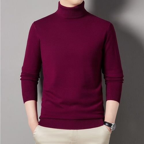 Load image into Gallery viewer, Autumn and Winter Men&#39;s Flat High Neck Solid Color Sweater Business
