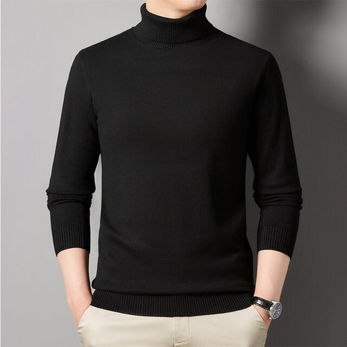 Load image into Gallery viewer, Autumn and Winter Men&#39;s Flat High Neck Solid Color Sweater Business
