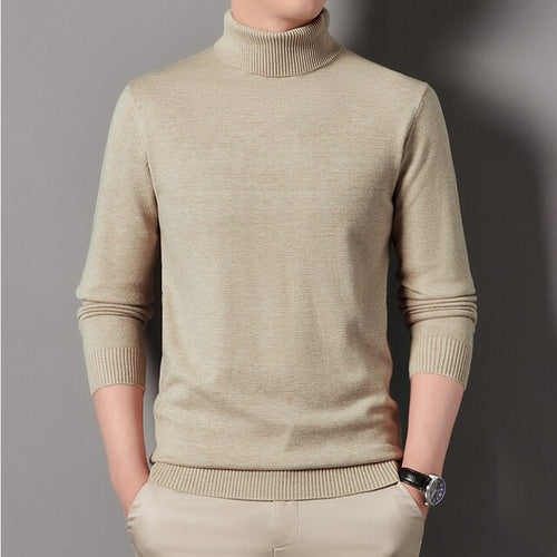 Load image into Gallery viewer, Autumn and Winter Men&#39;s Flat High Neck Solid Color Sweater Business
