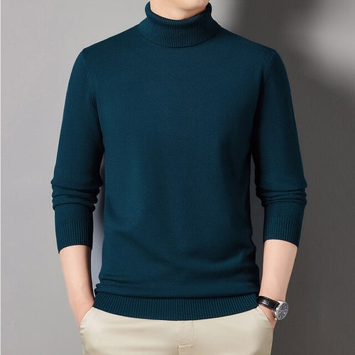 Load image into Gallery viewer, Autumn and Winter Men&#39;s Flat High Neck Solid Color Sweater Business
