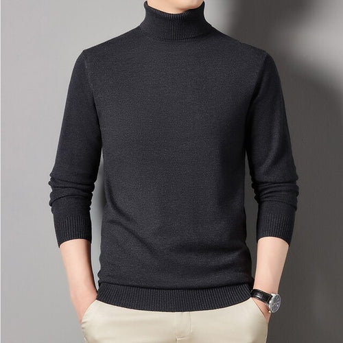 Load image into Gallery viewer, Autumn and Winter Men&#39;s Flat High Neck Solid Color Sweater Business
