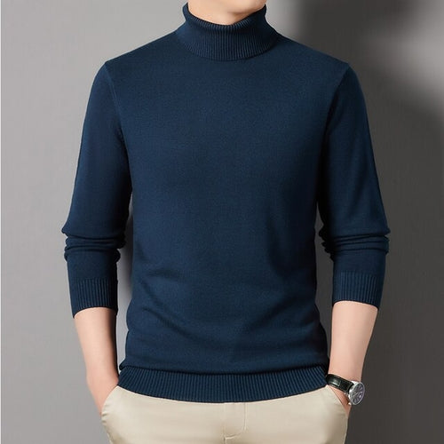 Load image into Gallery viewer, Autumn and Winter Men&#39;s Flat High Neck Solid Color Sweater Business
