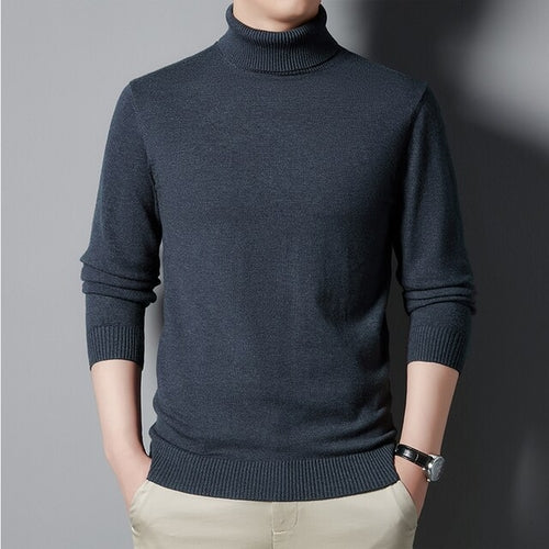 Load image into Gallery viewer, Autumn and Winter Men&#39;s Flat High Neck Solid Color Sweater Business
