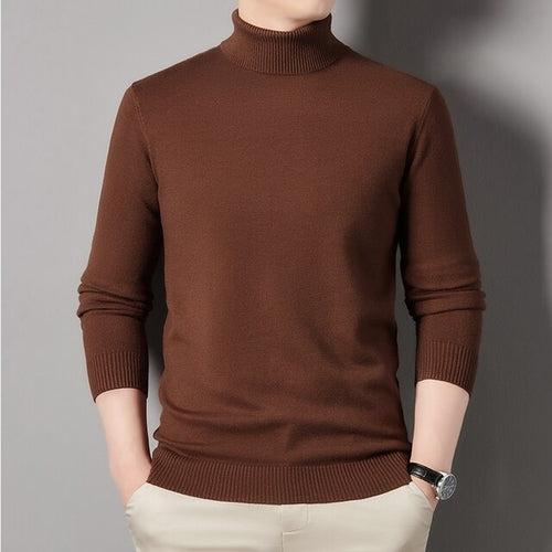 Load image into Gallery viewer, Autumn and Winter Men&#39;s Flat High Neck Solid Color Sweater Business
