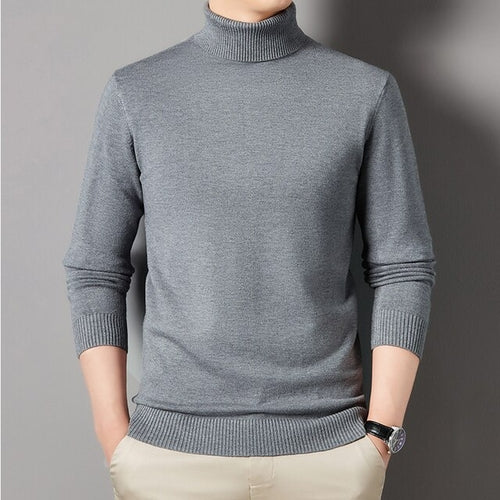 Load image into Gallery viewer, Autumn and Winter Men&#39;s Flat High Neck Solid Color Sweater Business
