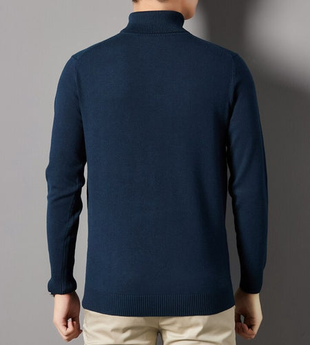 Autumn and Winter Men's Flat High Neck Solid Color Sweater Business