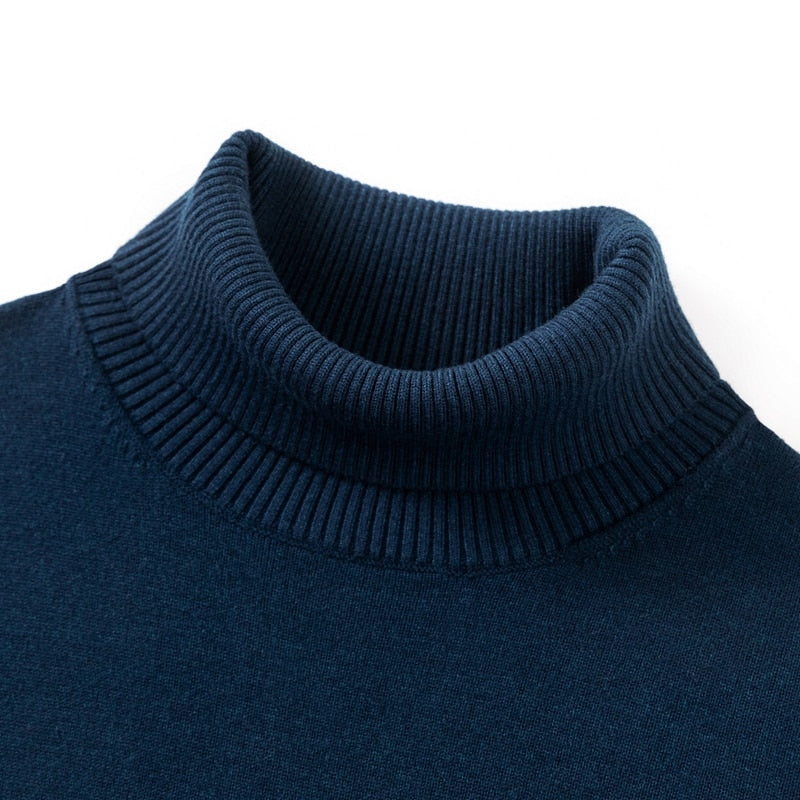 Autumn and Winter Men's Flat High Neck Solid Color Sweater Business