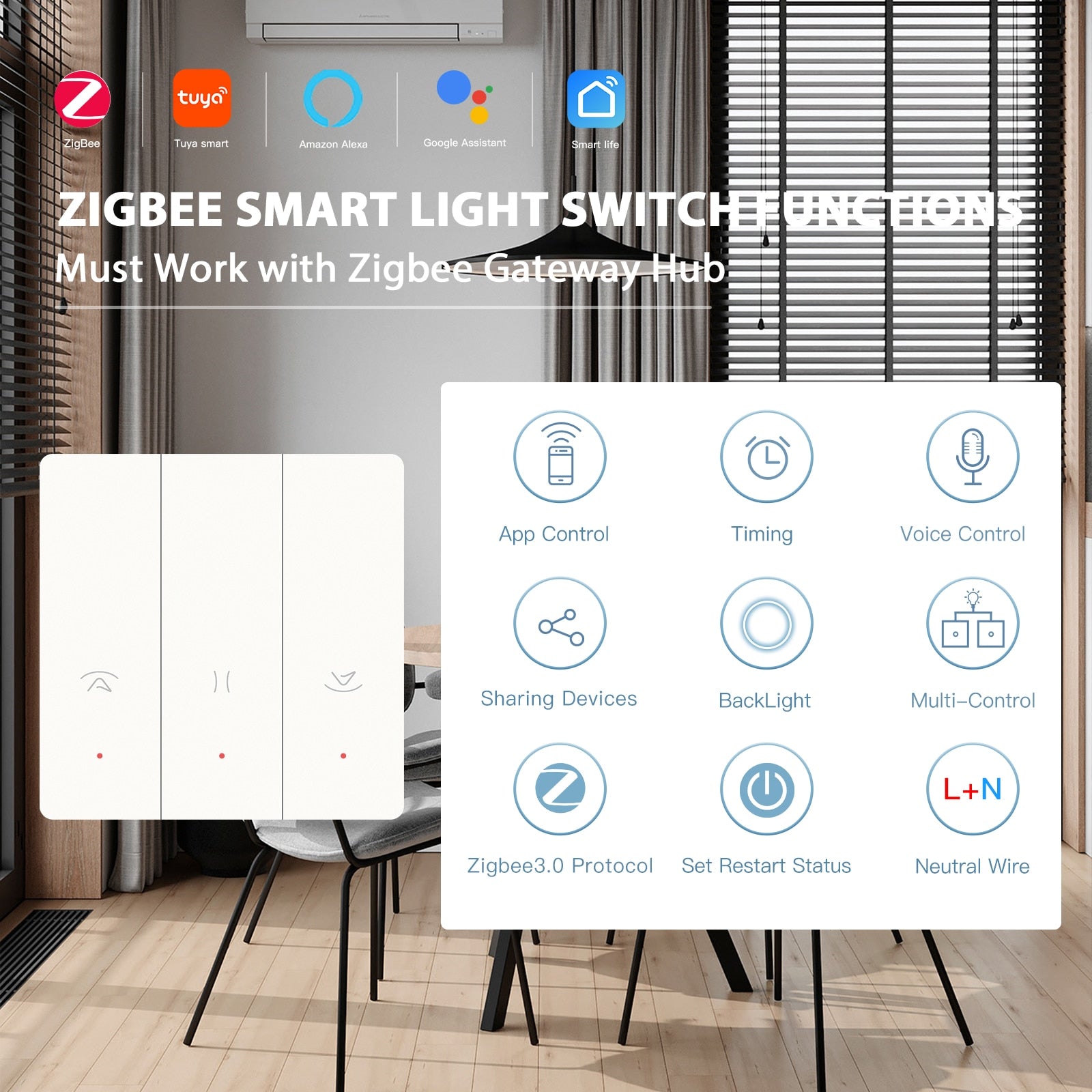 BSEED Mechanical Zigbee Shutter Switches Smart Curtain Switches Smart