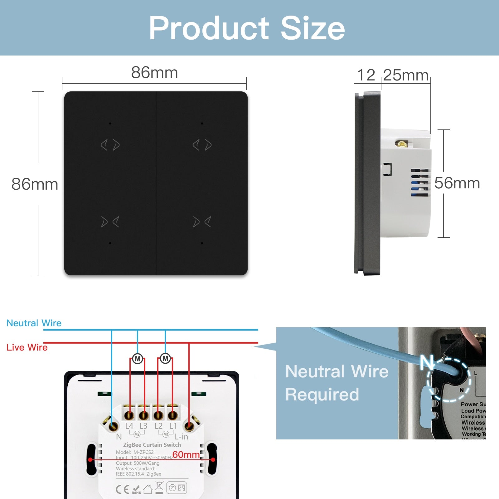 BSEED Mechanical Zigbee Shutter Switches Smart Curtain Switches Smart