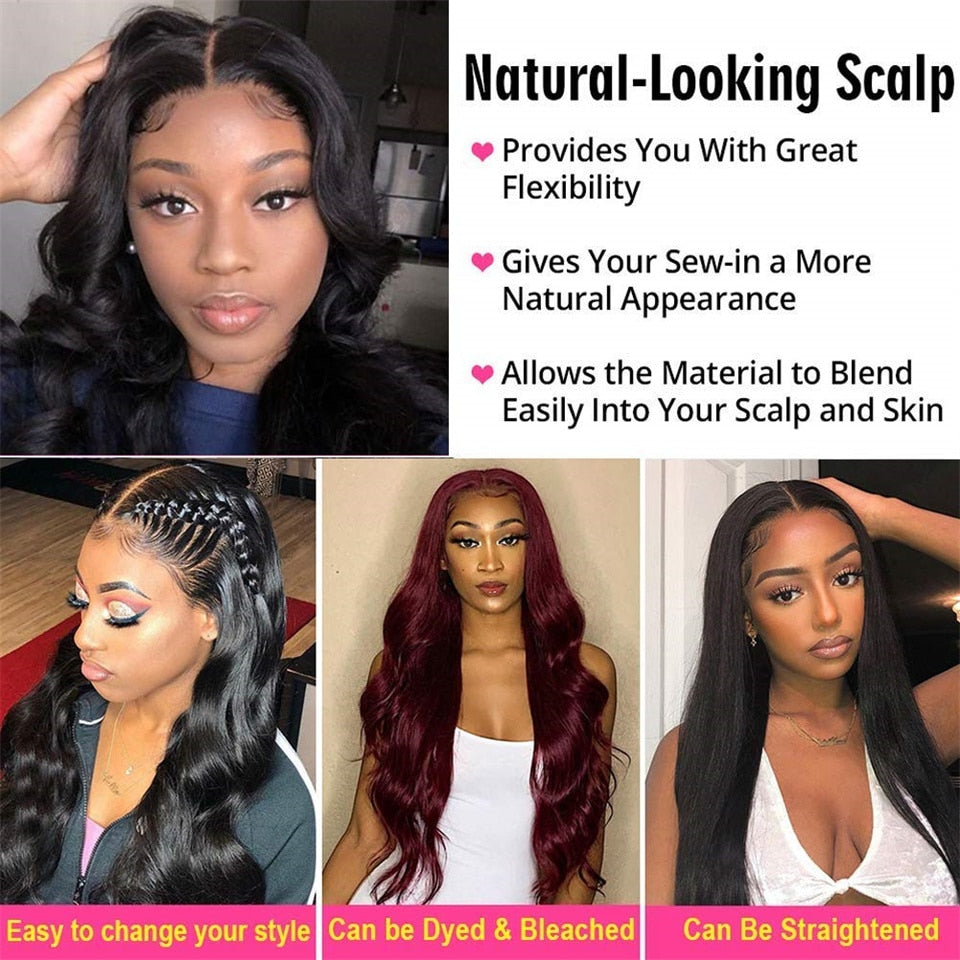 13x4 Lace Frontal Human Hair Wig Reddish Brown - Brown Colored Body