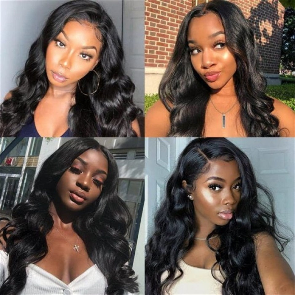 13x4 Lace Frontal Human Hair Wig Reddish Brown - Brown Colored Body