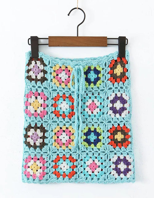 Load image into Gallery viewer, Boho Inspired Square Crochet Knit Dress square neck mini bohemian
