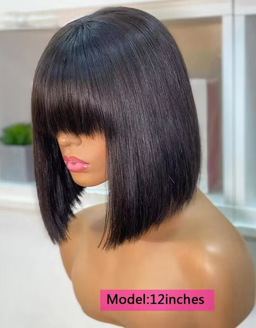 Load image into Gallery viewer, Bone Straight Bob Human Hair Wigs With Bang Full Machine Made Wigs
