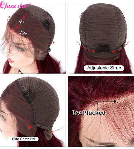 Brazilian Wig13x4 Straight Burgundy Lace Front Wig 99J Lace Front