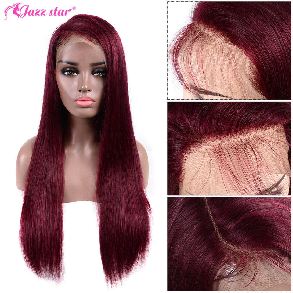 Brazilian Wig13x4 Straight Burgundy Lace Front Wig 99J Lace Front