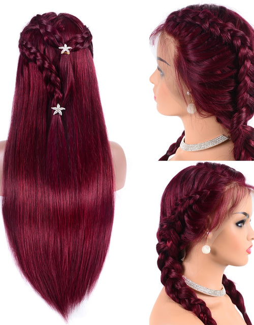 Load image into Gallery viewer, Brazilian Wig13x4 Straight Burgundy Lace Front Wig 99J Lace Front
