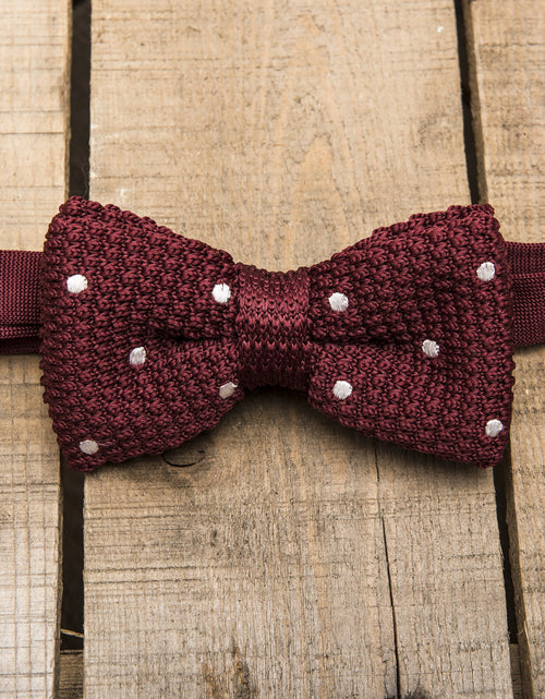 Load image into Gallery viewer, Burgundy and White Spotted Bow Tie
