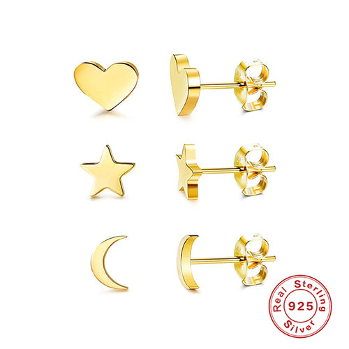 Load image into Gallery viewer, CANNER Aros 18K Gold Plated Earring Set 925 Sterling Silver Small Ear
