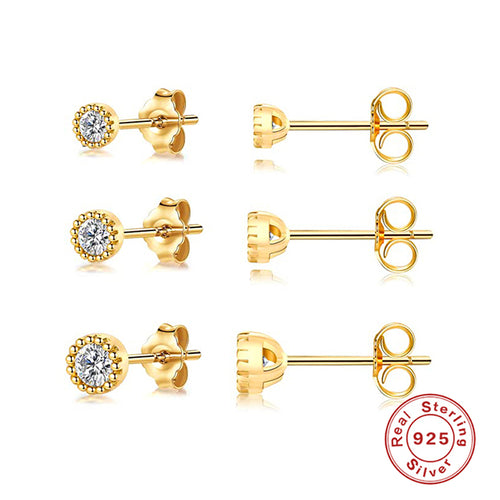 Load image into Gallery viewer, CANNER Aros 18K Gold Plated Earring Set 925 Sterling Silver Small Ear
