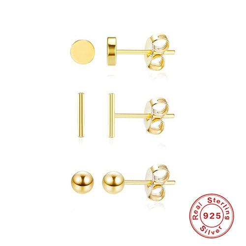 Load image into Gallery viewer, CANNER Aros 18K Gold Plated Earring Set 925 Sterling Silver Small Ear
