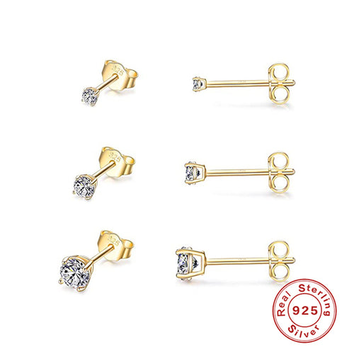 Load image into Gallery viewer, CANNER Aros 18K Gold Plated Earring Set 925 Sterling Silver Small Ear
