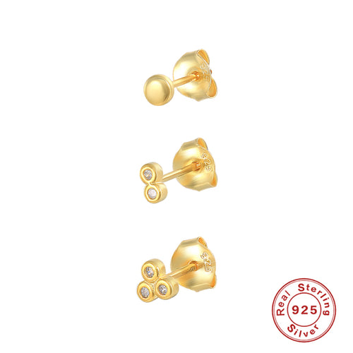 Load image into Gallery viewer, CANNER Aros 18K Gold Plated Earring Set 925 Sterling Silver Small Ear
