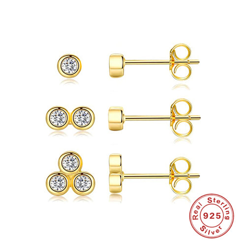 Load image into Gallery viewer, CANNER Aros 18K Gold Plated Earring Set 925 Sterling Silver Small Ear
