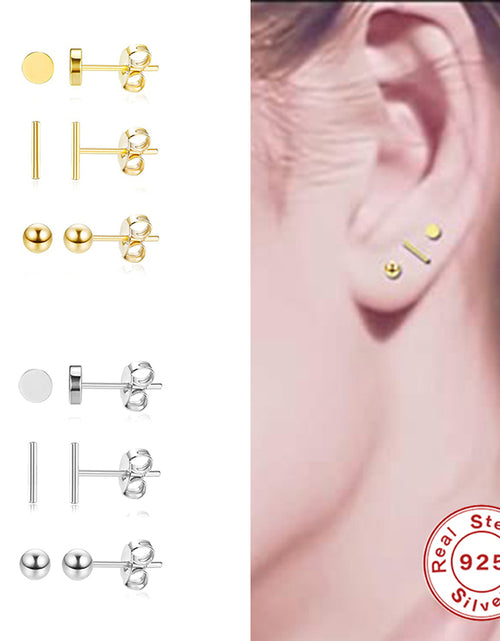 Load image into Gallery viewer, CANNER Aros 18K Gold Plated Earring Set 925 Sterling Silver Small Ear
