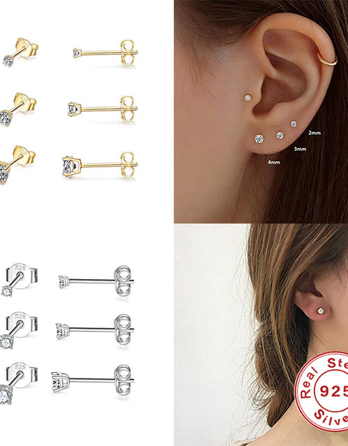 Load image into Gallery viewer, CANNER Aros 18K Gold Plated Earring Set 925 Sterling Silver Small Ear
