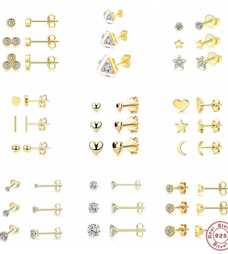 CANNER Aros 18K Gold Plated Earring Set 925 Sterling Silver Small Ear