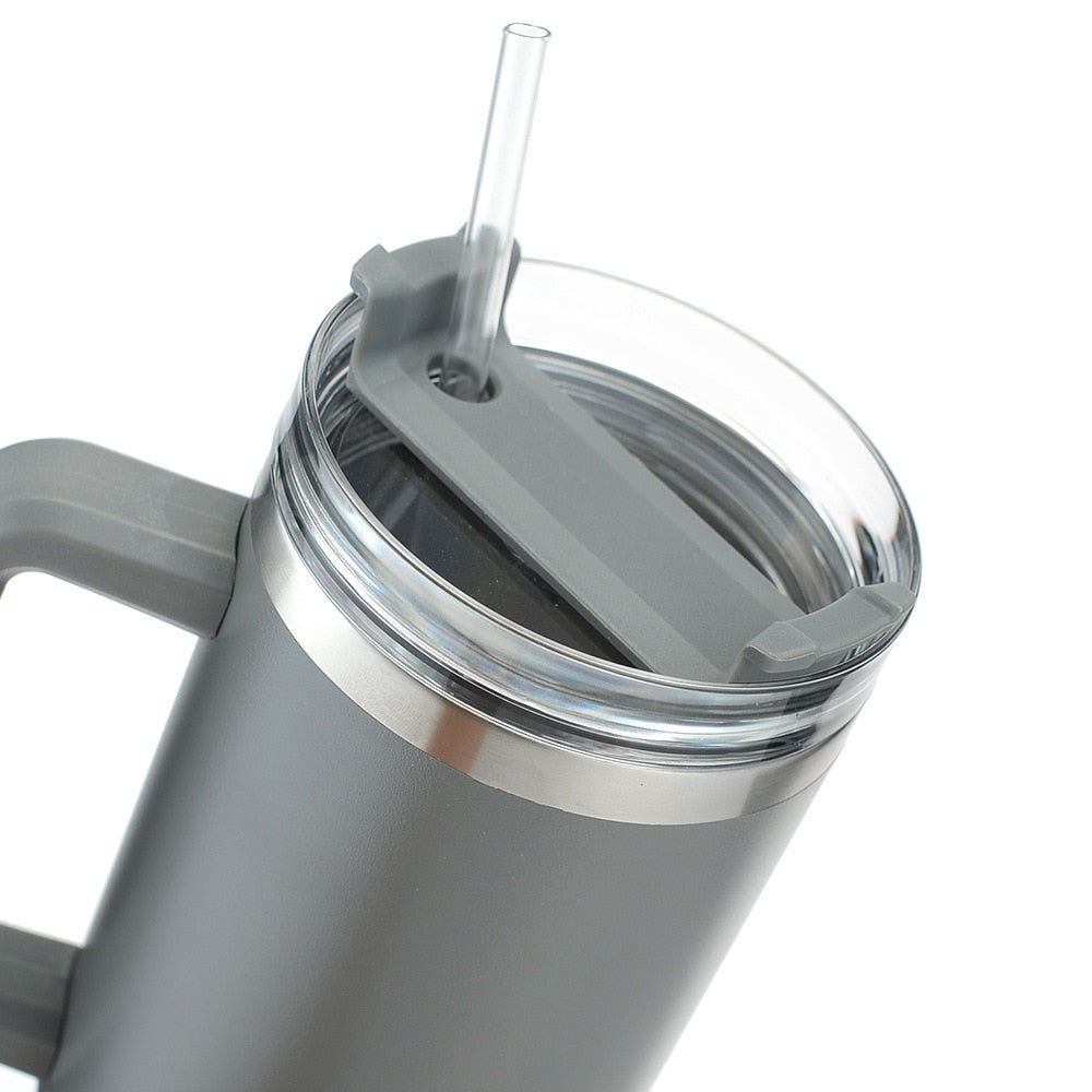 Cafe Insulated Tumbler Straw Stainless Steel Coffee Termos Cup In-car