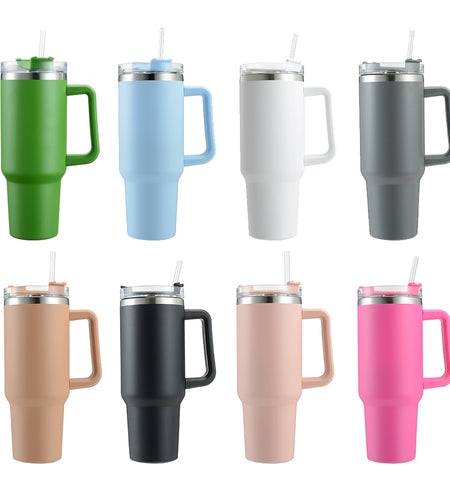 Cafe Insulated Tumbler Straw Stainless Steel Coffee Termos Cup In-car